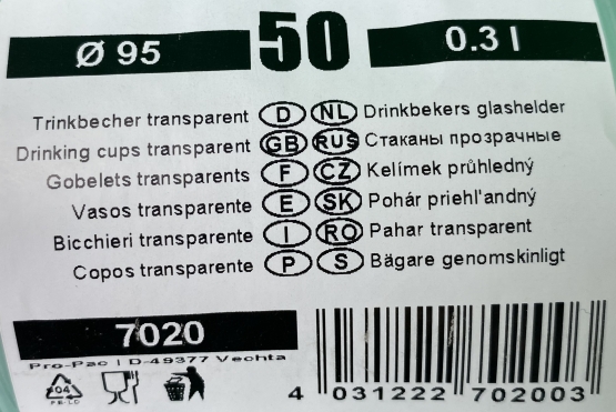 Trinkbecher 300ml Ausschankbecher Bierbecher Einweg Plastikbecher 0,3l klar